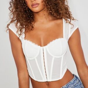 Garage Maesie Cap Sleeve coquette Corset top white size medium